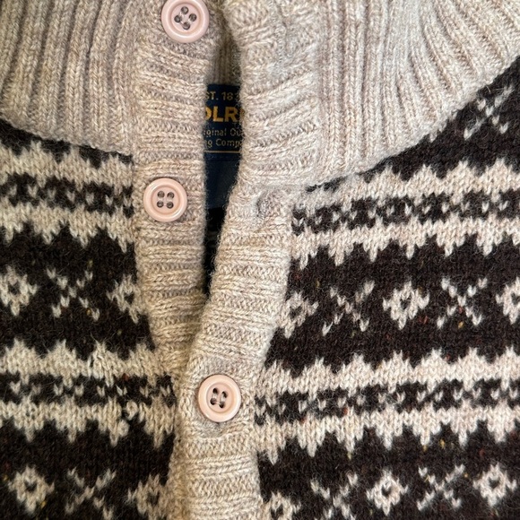 Woolrich 100% Tan/Brown Wool Mock Neck 3 Button Pullover Grunge Sweater Sz L - Picture 4 of 12